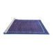 Sideview of Machine Washable Persian Blue Traditional Rug, wshtr2418blu