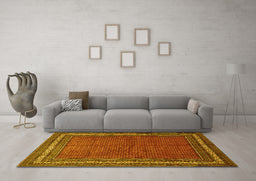 Machine Washable Persian Yellow Traditional Rug in a Living Room, wshtr2418yw