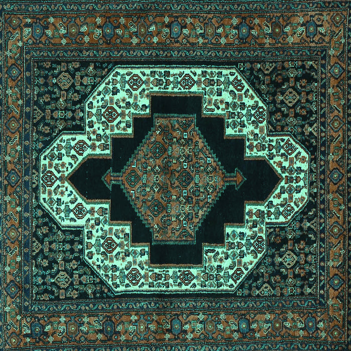 Square Persian Turquoise Traditional Rug, tr2419turq