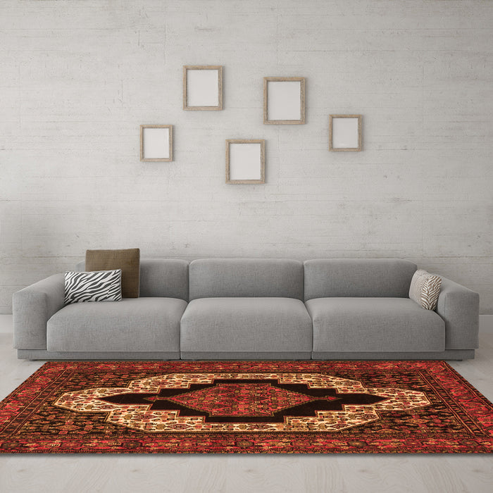 Machine Washable Persian Orange Traditional Area Rugs in a Living Room, wshtr2419org