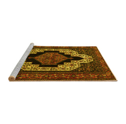 Sideview of Machine Washable Persian Yellow Traditional Rug, wshtr2419yw