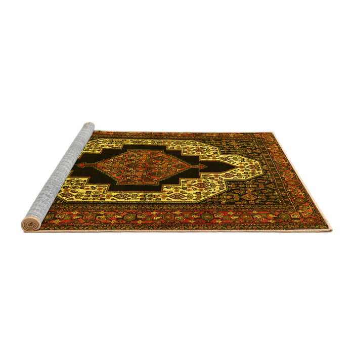 Sideview of Machine Washable Persian Yellow Traditional Rug, wshtr2419yw