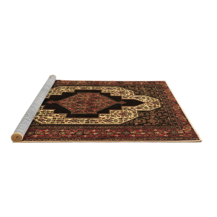 Sideview of Machine Washable Persian Brown Traditional Rug, wshtr2419brn