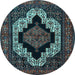 Round Persian Light Blue Traditional Rug, tr2419lblu