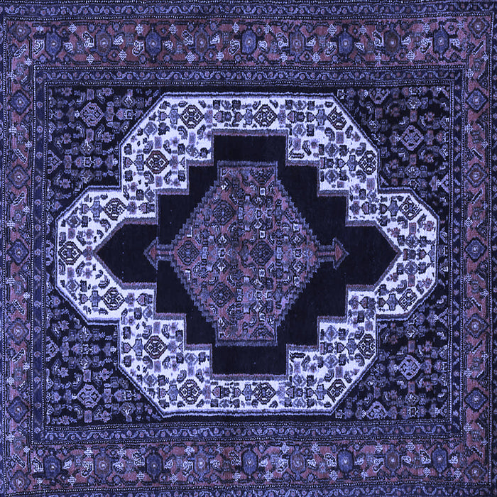 Square Machine Washable Persian Blue Traditional Rug, wshtr2419blu