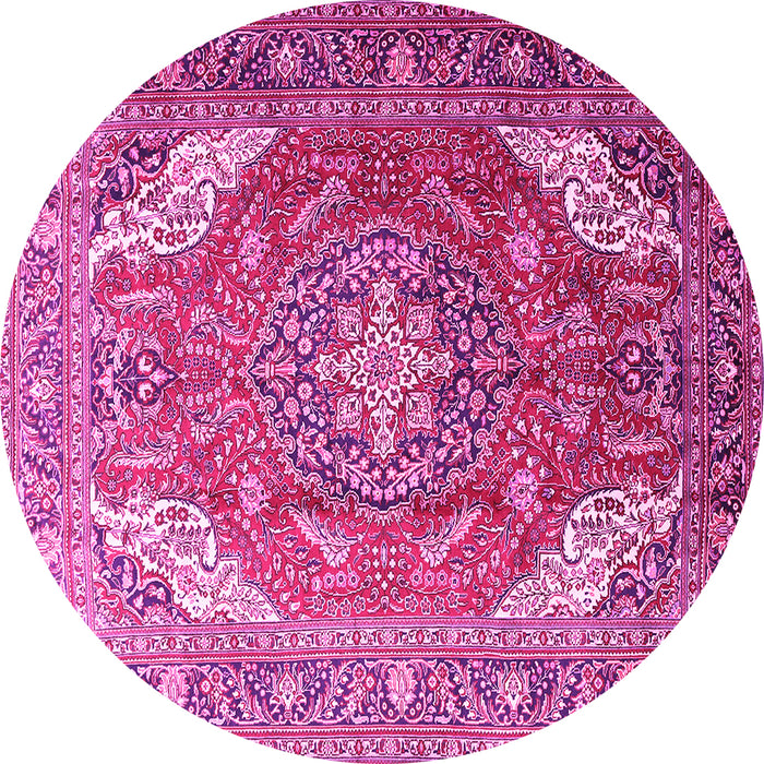 Round Machine Washable Persian Pink Traditional Rug, wshtr241pnk