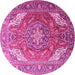 Round Machine Washable Persian Pink Traditional Rug, wshtr241pnk