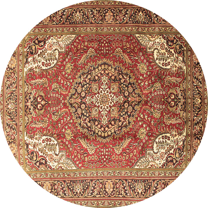 Round Persian Brown Traditional Rug, tr241brn
