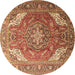 Round Persian Brown Traditional Rug, tr241brn