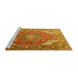 Sideview of Machine Washable Persian Yellow Traditional Rug, wshtr241yw