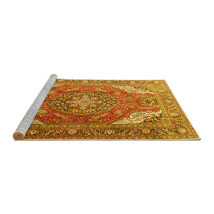 Sideview of Machine Washable Persian Yellow Traditional Rug, wshtr241yw
