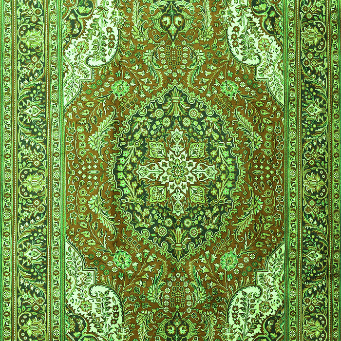 Serging Thickness of Machine Washable Persian Green Traditional Area Rugs, wshtr241grn