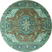 Round Persian Turquoise Traditional Rug, tr241turq
