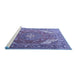 Sideview of Machine Washable Persian Blue Traditional Rug, wshtr241blu