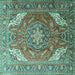 Square Persian Turquoise Traditional Rug, tr241turq
