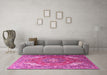 Machine Washable Persian Pink Traditional Rug in a Living Room, wshtr241pnk