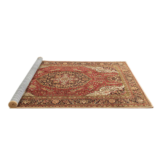Sideview of Machine Washable Persian Brown Traditional Rug, wshtr241brn