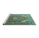 Sideview of Machine Washable Persian Turquoise Traditional Area Rugs, wshtr241turq