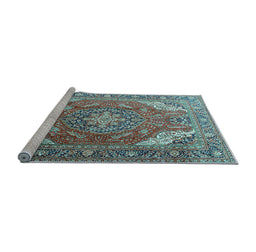 Sideview of Machine Washable Persian Light Blue Traditional Rug, wshtr241lblu