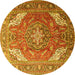 Round Persian Yellow Traditional Rug, tr241yw