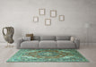 Machine Washable Persian Turquoise Traditional Area Rugs in a Living Room,, wshtr241turq