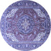 Round Machine Washable Persian Blue Traditional Rug, wshtr241blu