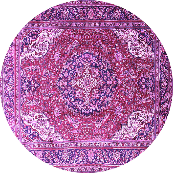 Round Machine Washable Persian Purple Traditional Area Rugs, wshtr241pur