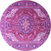 Round Machine Washable Persian Purple Traditional Area Rugs, wshtr241pur