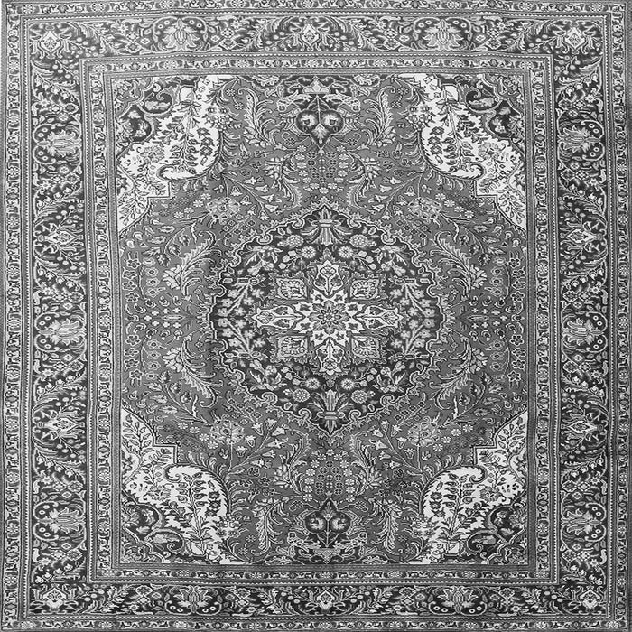 Round Machine Washable Persian Gray Traditional Rug, wshtr241gry