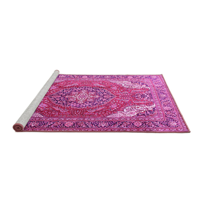 Sideview of Machine Washable Persian Pink Traditional Rug, wshtr241pnk
