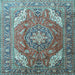 Square Machine Washable Persian Light Blue Traditional Rug, wshtr241lblu