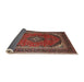 Sideview of Traditional Saffron Red Medallion Rug, tr242