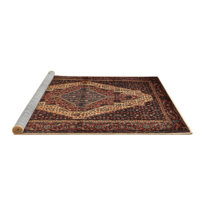 Sideview of Machine Washable Traditional Gold Brown Rug, wshtr2420