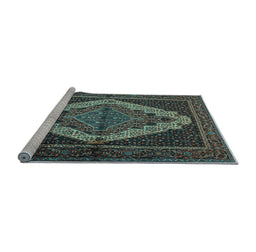 Sideview of Machine Washable Persian Light Blue Traditional Rug, wshtr2420lblu