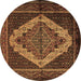 Round Machine Washable Persian Brown Traditional Rug, wshtr2420brn