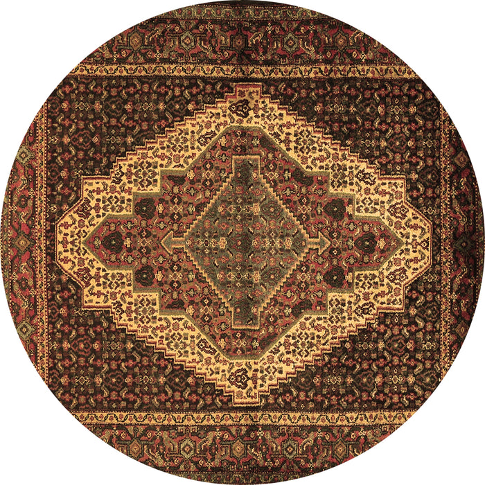 Round Persian Brown Traditional Rug, tr2420brn