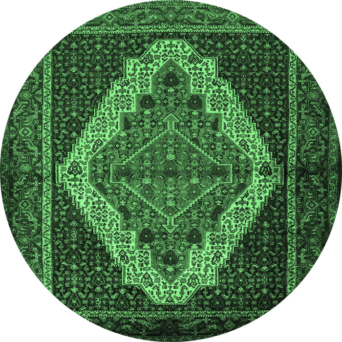 Round Persian Emerald Green Traditional Rug, tr2420emgrn