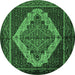 Round Persian Emerald Green Traditional Rug, tr2420emgrn