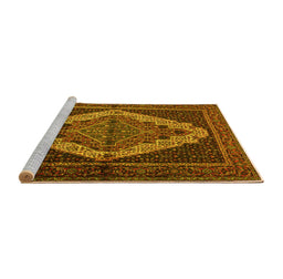 Sideview of Machine Washable Persian Yellow Traditional Rug, wshtr2420yw