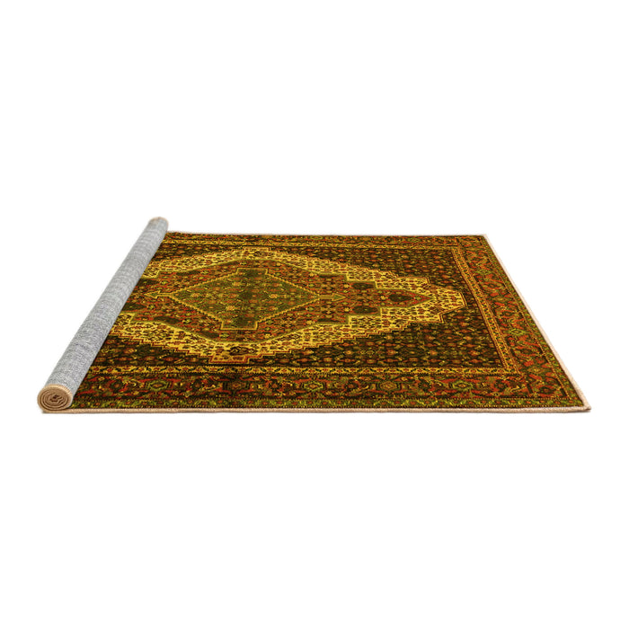 Sideview of Machine Washable Persian Yellow Traditional Rug, wshtr2420yw