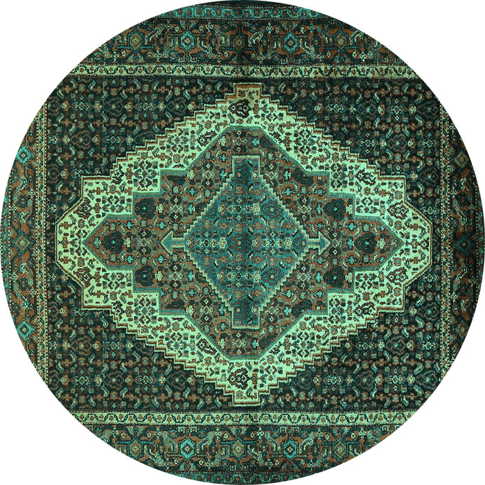 Round Persian Turquoise Traditional Rug, tr2420turq