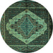 Round Persian Turquoise Traditional Rug, tr2420turq