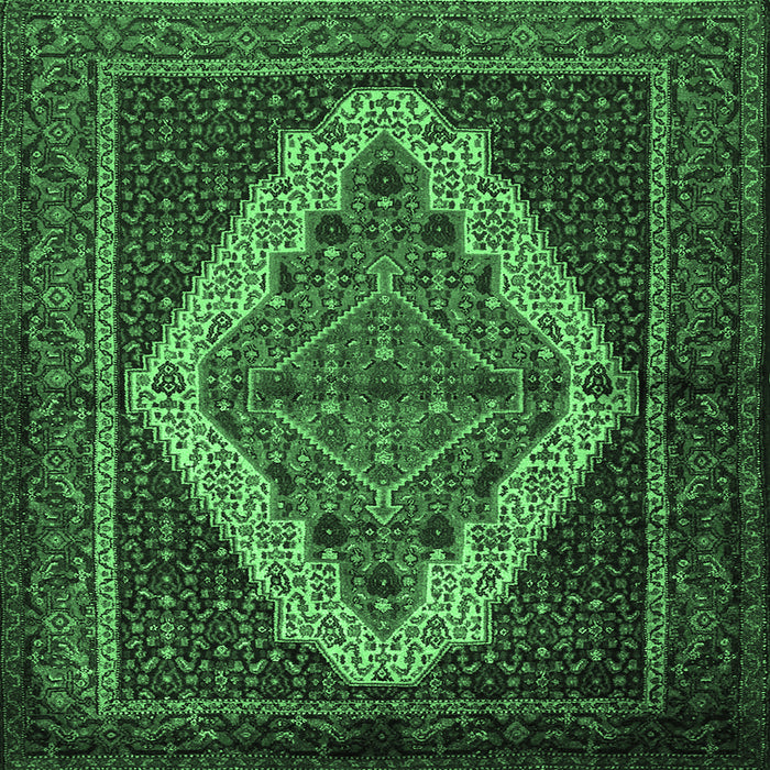 Square Persian Emerald Green Traditional Rug, tr2420emgrn