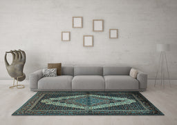 Machine Washable Persian Light Blue Traditional Rug in a Living Room, wshtr2420lblu