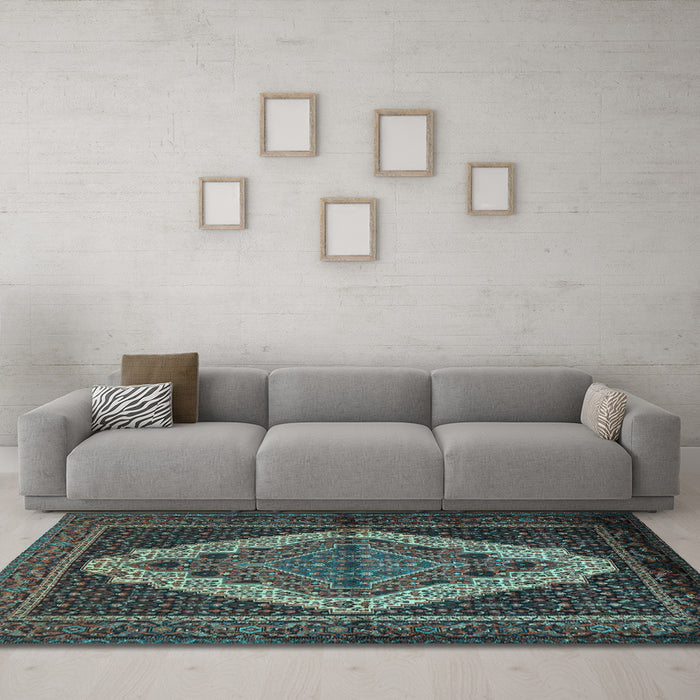 Machine Washable Persian Light Blue Traditional Rug in a Living Room, wshtr2420lblu
