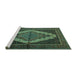 Sideview of Machine Washable Persian Turquoise Traditional Area Rugs, wshtr2420turq