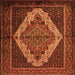 Round Machine Washable Persian Orange Traditional Area Rugs, wshtr2420org