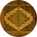 Round Machine Washable Persian Yellow Traditional Rug, wshtr2420yw