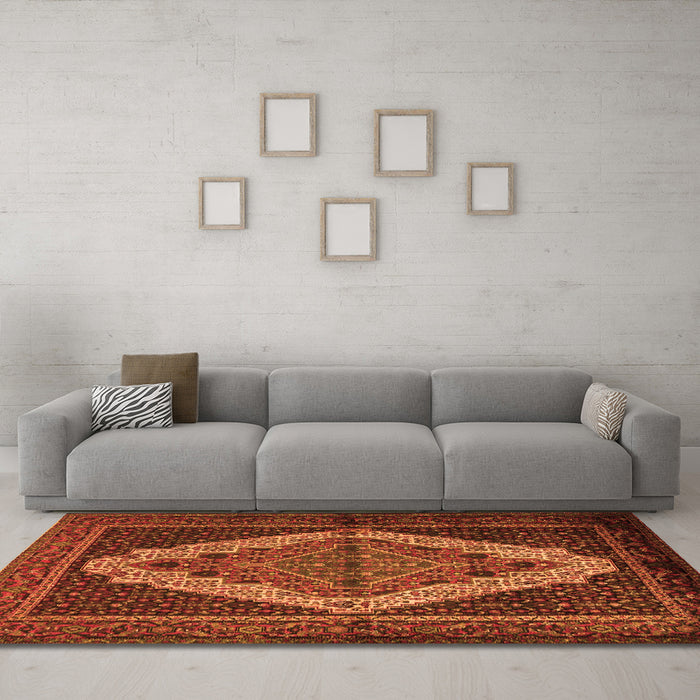 Machine Washable Persian Orange Traditional Area Rugs in a Living Room, wshtr2420org