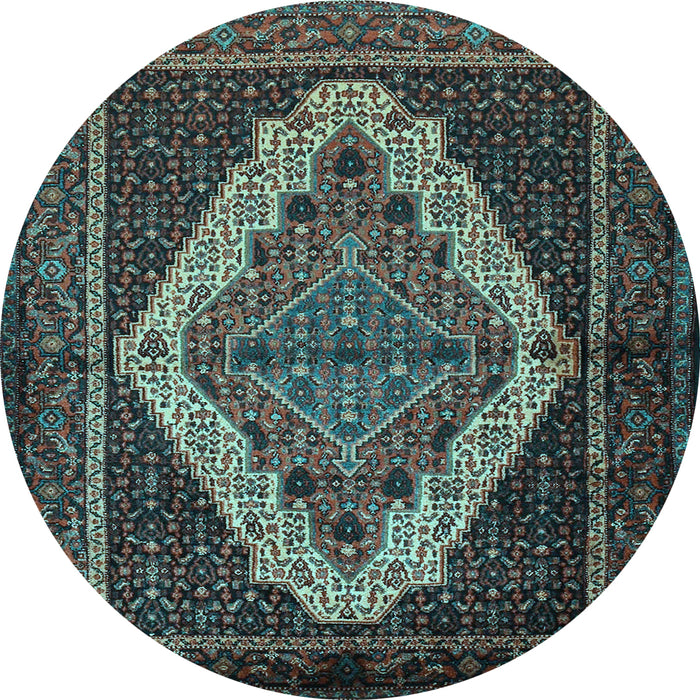 Round Machine Washable Persian Light Blue Traditional Rug, wshtr2420lblu